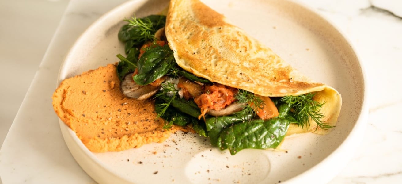 an omelate in a plate.